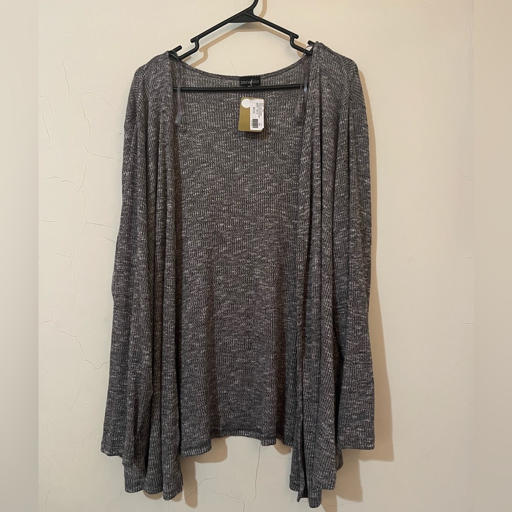 Women’s Plus Size 3x Zenobia Lightweight Open Front Gray Cardigan NWT